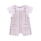 Everything Must Change (EMC) Baby Boy Beige Stripe Dungaree Set